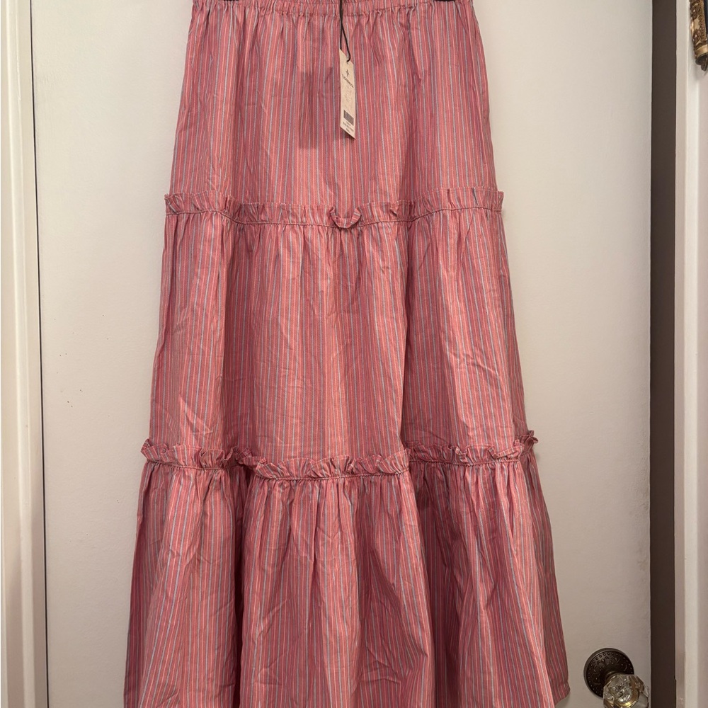 New Women’s Tuckernuck Pink Striped Prado maxi skirt S cottage core romantic - Picture 3 of 7